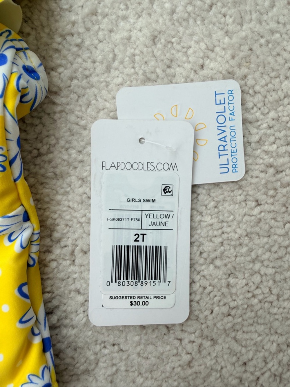 Flapdoodles Yellow Daisy One-Piece Swimsuit with Ruffle Straps - Picture 6 of 11